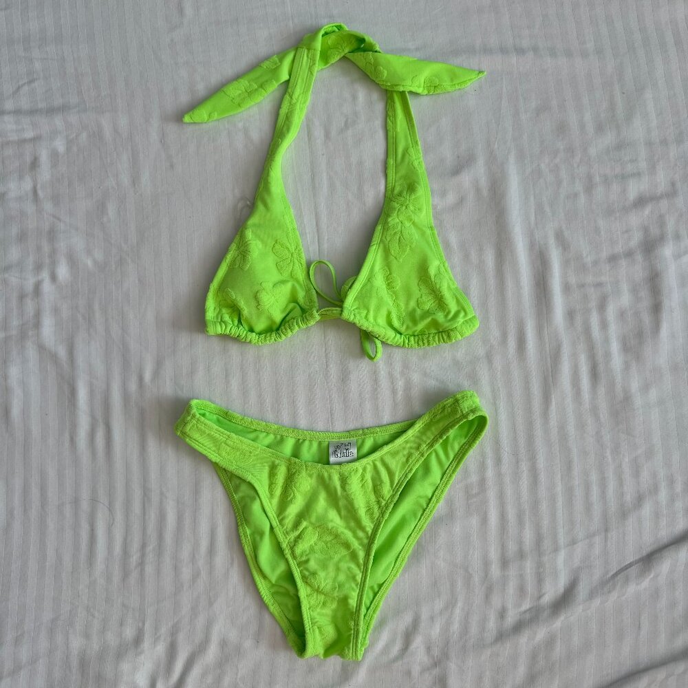 WILD FABLE | WOMEN'S NEON GREEN FLORAL BIKINI SET SIZE SMALL